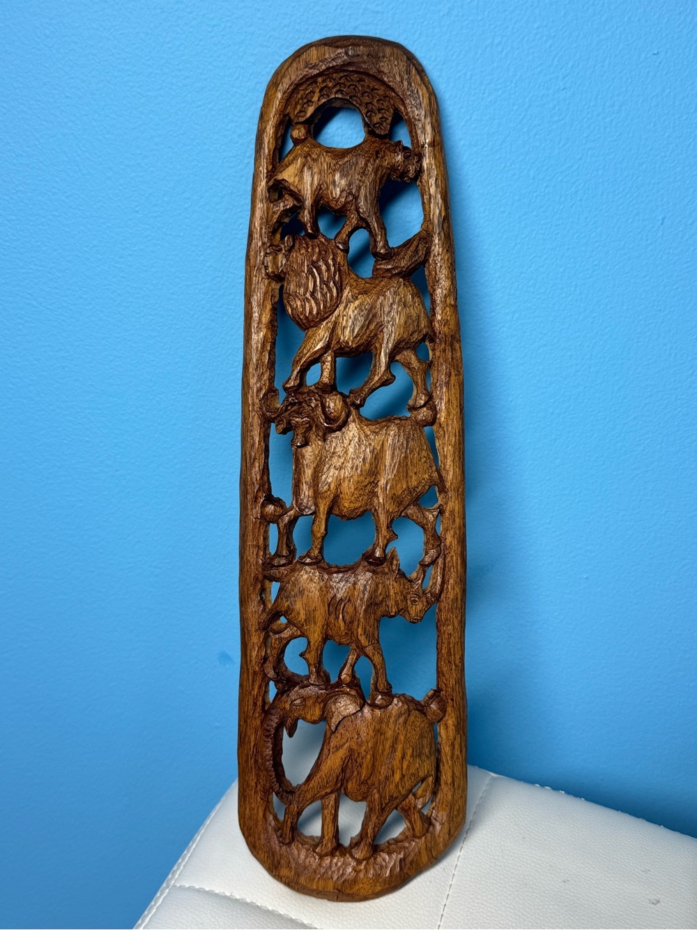 Hand-Carved Wooden African
Big Five Wildlife Relief Wall
Panel